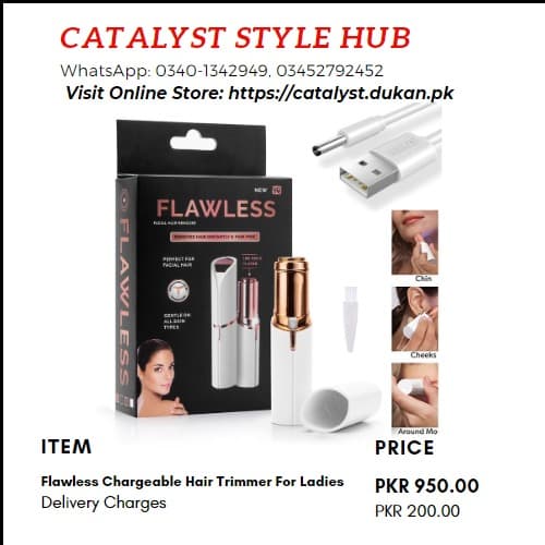 Rechargeable Flawless Painless Facial Hair Remover for Ladies