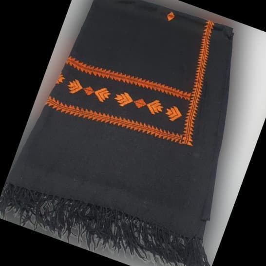 Black Swati Handmade Premium Winter Woolen Shawl For Women