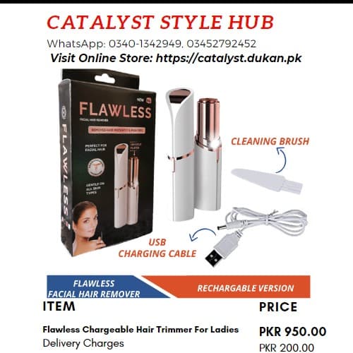 Rechargeable Flawless Painless Facial Hair Remover for Ladies