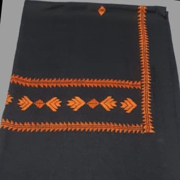 Black Swati Handmade Premium Winter Woolen Shawl For Women