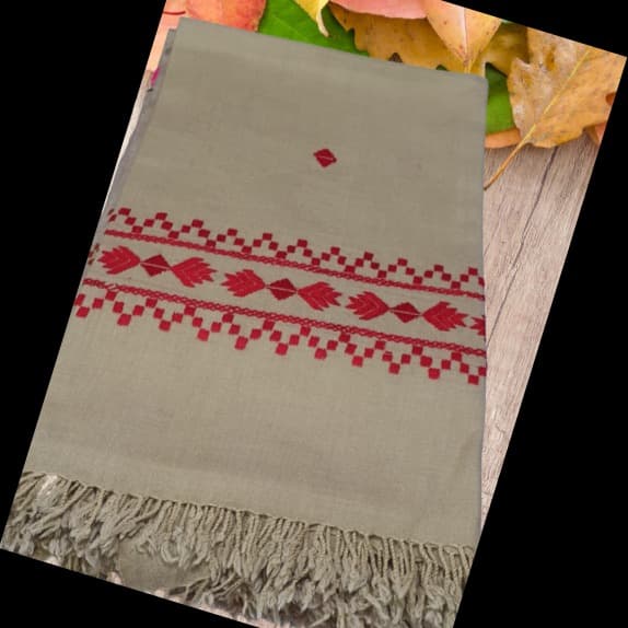 Swati Pure Woolen Handmade 2 Border Embroidered Winter Shawl For Women