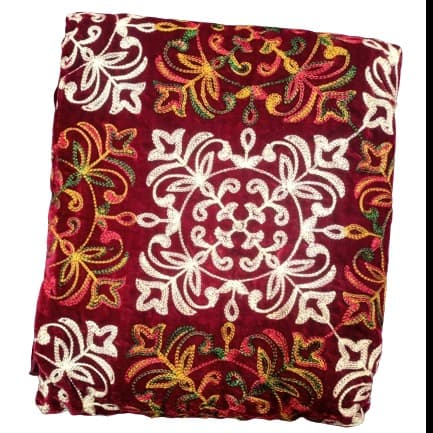 Red Velvet Women Winter Shawl with Embroidery
