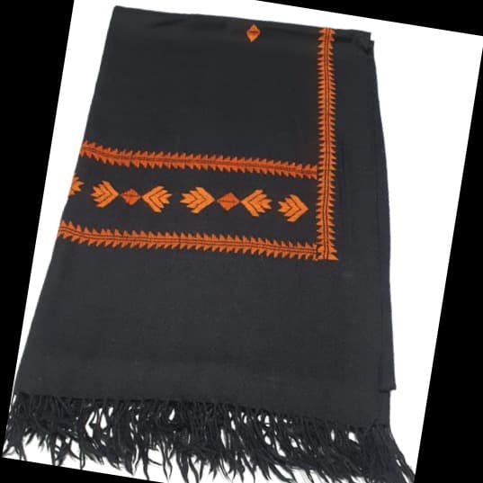 Black Swati Handmade Premium Winter Woolen Shawl For Women
